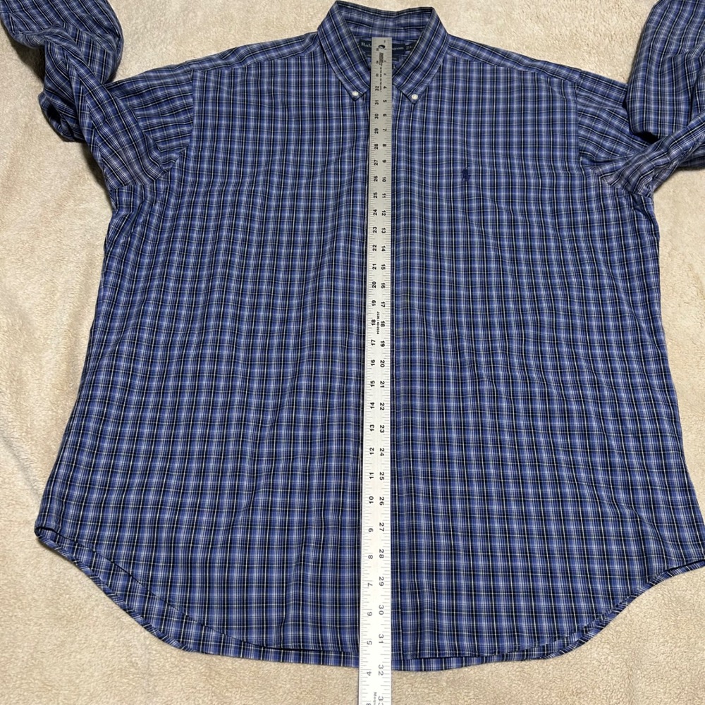 Ralph Lauren Blake Button Down Mens Large Blue Plaid Cotton Long Sleeve Shirt - Picture 5 of 9